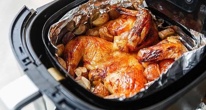 vịt nướng giấy bạc bằng nồi chiên không dầu