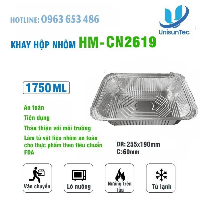 Khay nhôm 1750ml