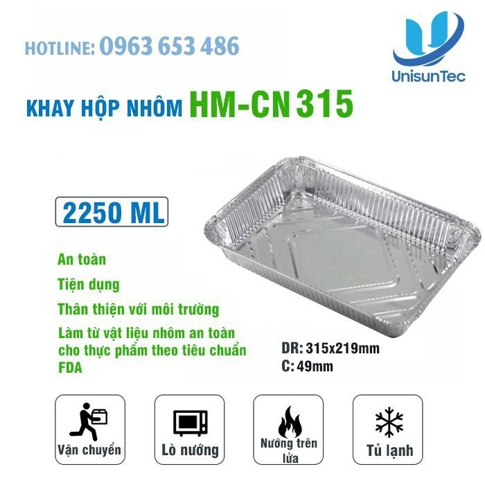 khay nhôm 2250ml